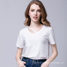 T-shirt de algodão em branco de 2017 novas mulheres de Design